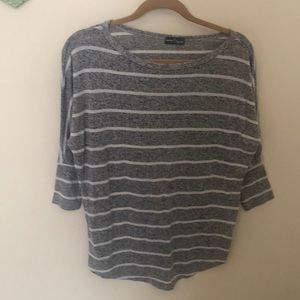 Market and spruce grey and white striped sweater